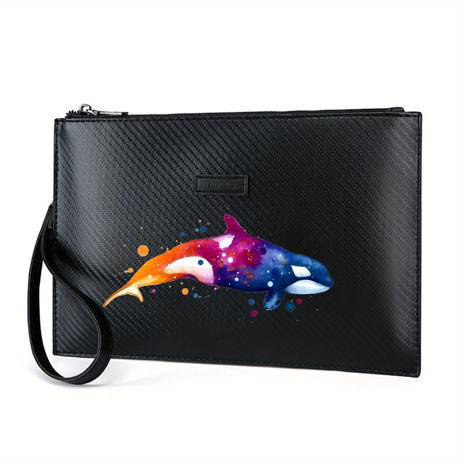 

Orca design vibrant watercolor splash Elegant Printed PU Men's Handbag Fashionable and Practical for Everyday Carry