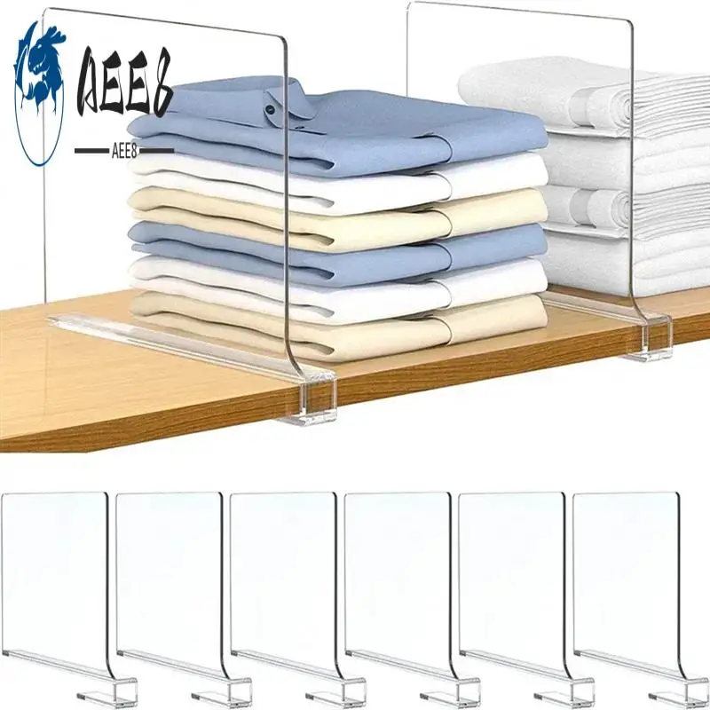 

AEE8-Transparent Shelf Dividers For Closet Organization - Wardrobe Organizer, Cupboard And Bookcase Partition Baffles