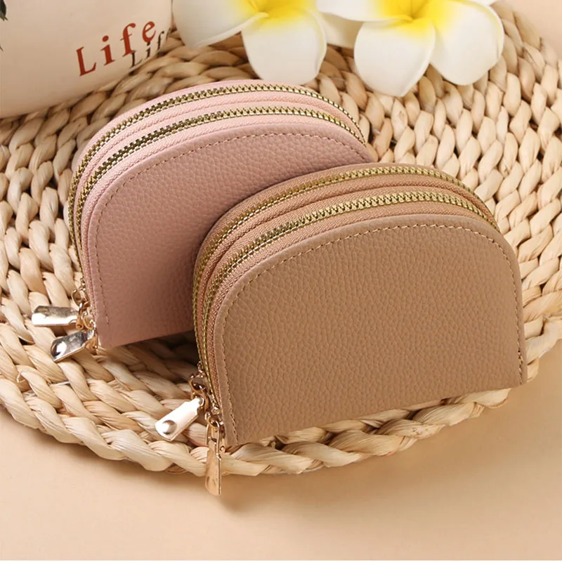 

Ladies' Short Double Zipper Purse Multi-Functional Versatile Card Holders Coin Purse Multi-Slot Card Pack carteras de mujer