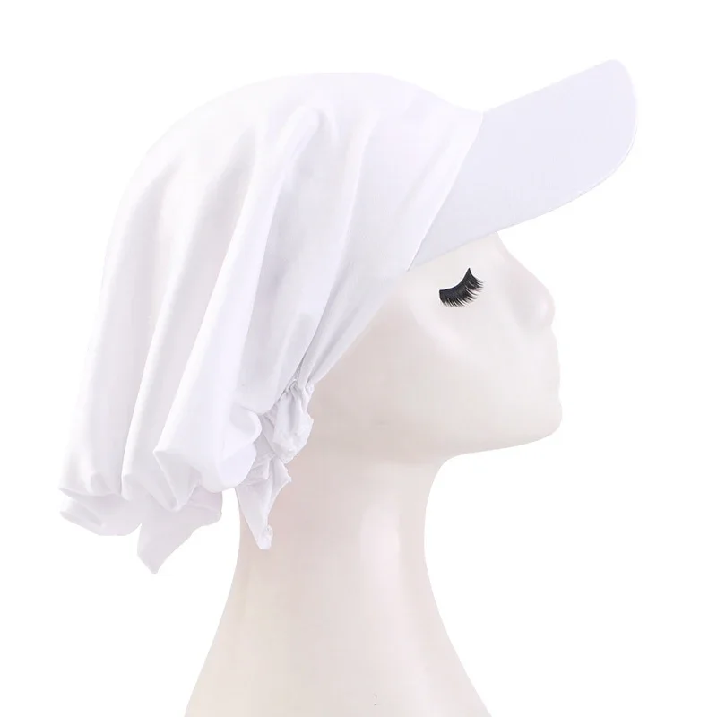 

Новая однотонная кепка с козырьком, широкие поля, предварительно завязанные шапки-банданы, мусульманский хиджаб, защита от ультрафиолета, солнцезащитные шляпы, регулируемая бейсболка, платок