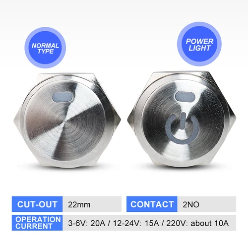 Imagen 2 del producto Interruptor basculante de palanca de Metal encendido apagado 220v 12v 6v 22mm 2NO 4pin enganche fijo 16A interruptor de luz LED de alta corriente coche barco motocicleta