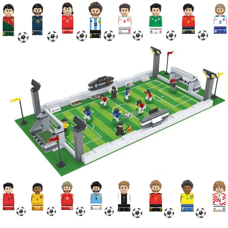 Soccer Field and Basketball Court Building Blocks DIY Table Football Board Game Building Blocks Boys Educational Toys for Kids