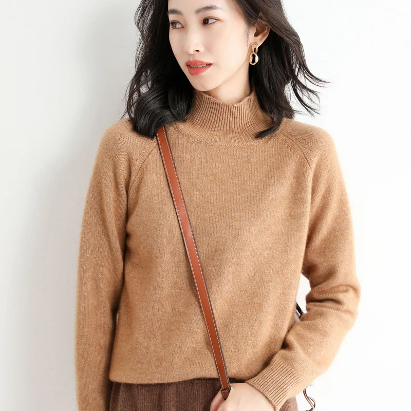 

Wool Blended Autumn And Winter New Short Women's Korean Style Turtleneck Pullover Loose Fashion Solid Color Knitted Sweater