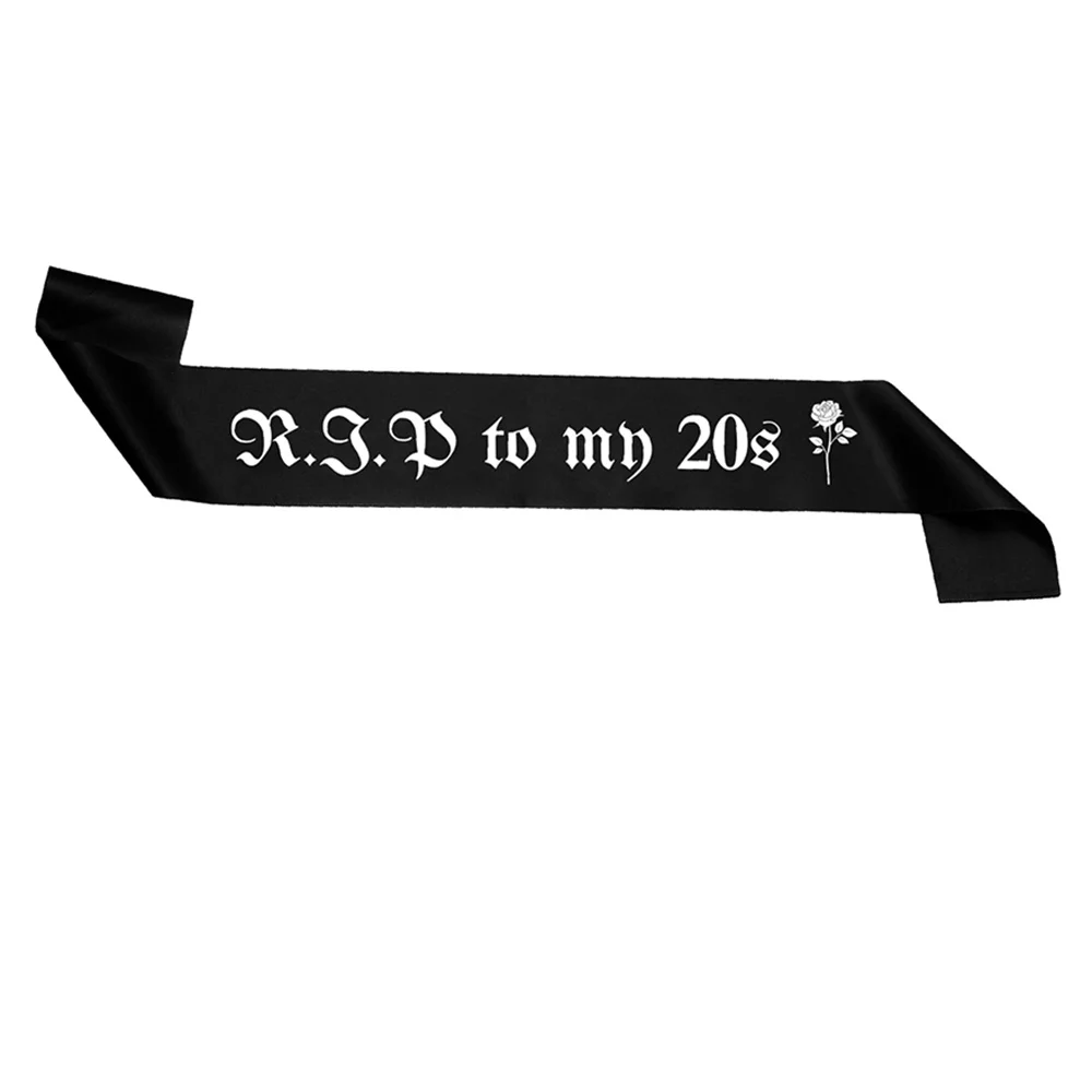 Rip 20er-Jahre-Geburtstagsschärpe, Dekorationen für Frauen, Jugendliche, 30. Geburtstag, Dekoration, Schwarz und Weiß, RIP to My 20s Theme Party Supplies – Detail 1