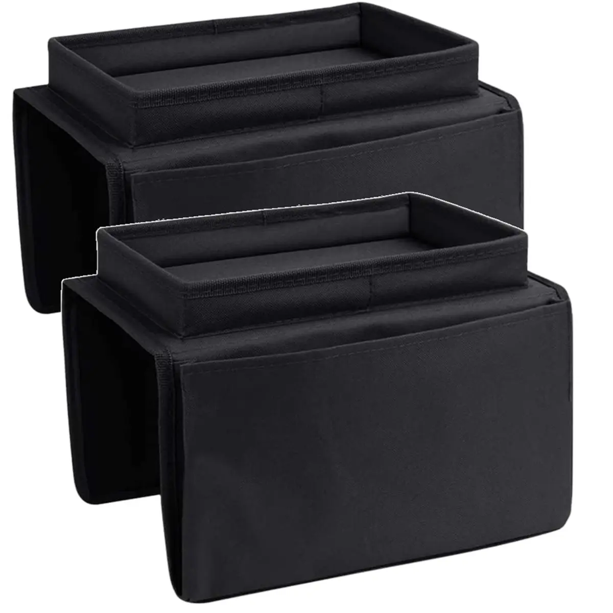 B21B Sofa Armrest Organizer with Cup Holder No-Slip Couch Sofa Armrest Organiser Couch Remote Caddy Control Holder (Black)