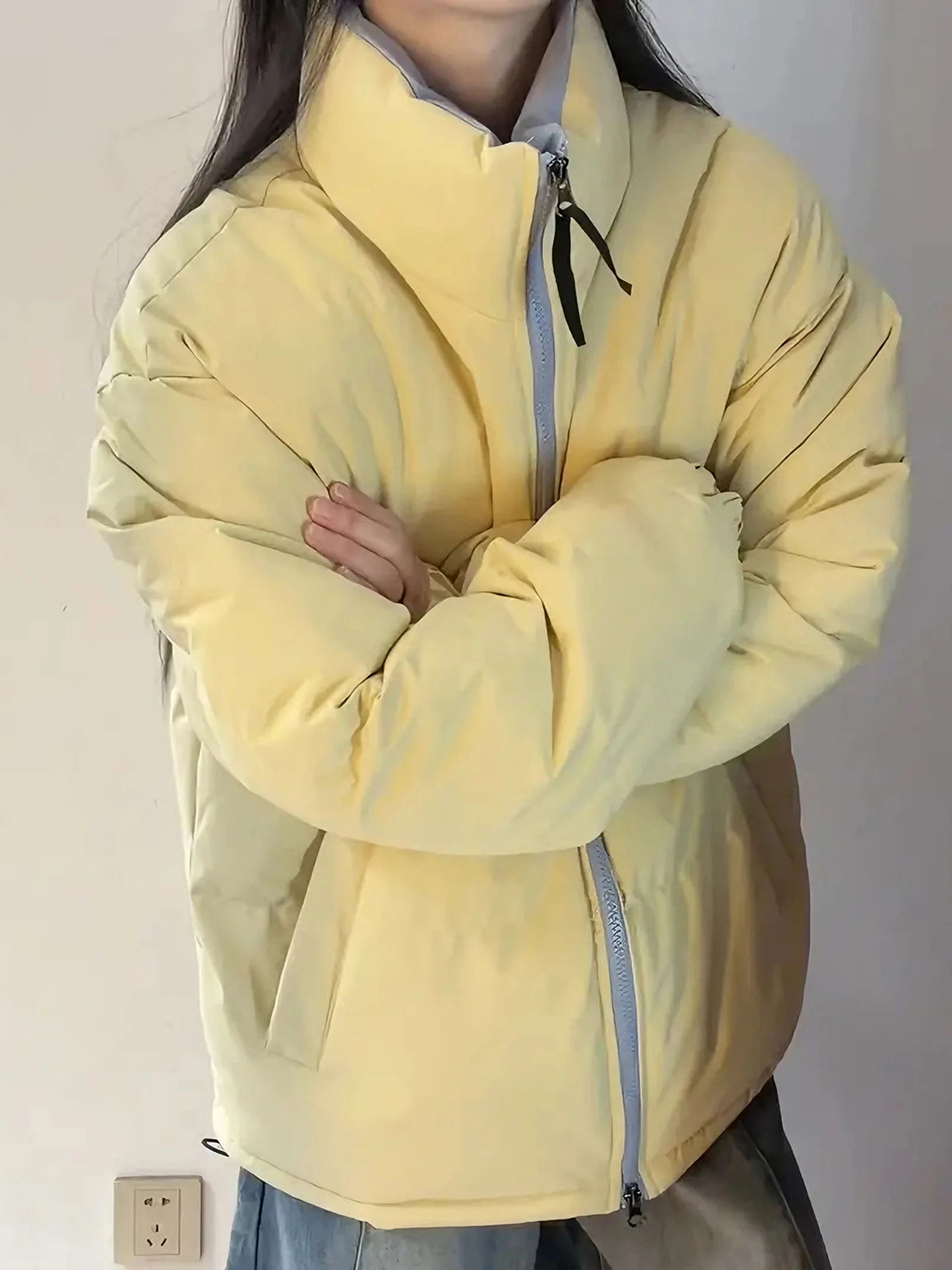 

Color Blo Thiened down Jaet for Men And Women Warm Bread Sle Coat Youth ular Daily Wear Universal Fit Zipper Closure