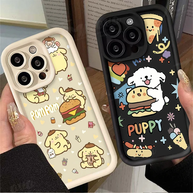 Hamburg Pudding Dog Silicone Case for Samsung Galaxy S24 Ultra S23 FE S22 S21 Plus FE A54 A34 A14 A73 A53 A33 5G Matte Cover