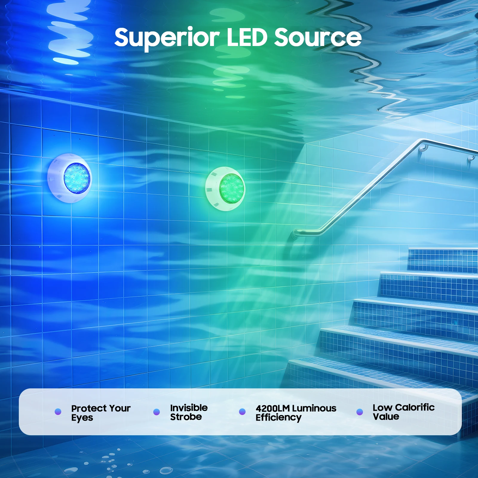 LED أضواء حمام السباحة تحت الماء RGB اللون تغيير AC12V 54W IP68 مصباح مقاوم للماء مع جهاز التحكم عن بعد #3