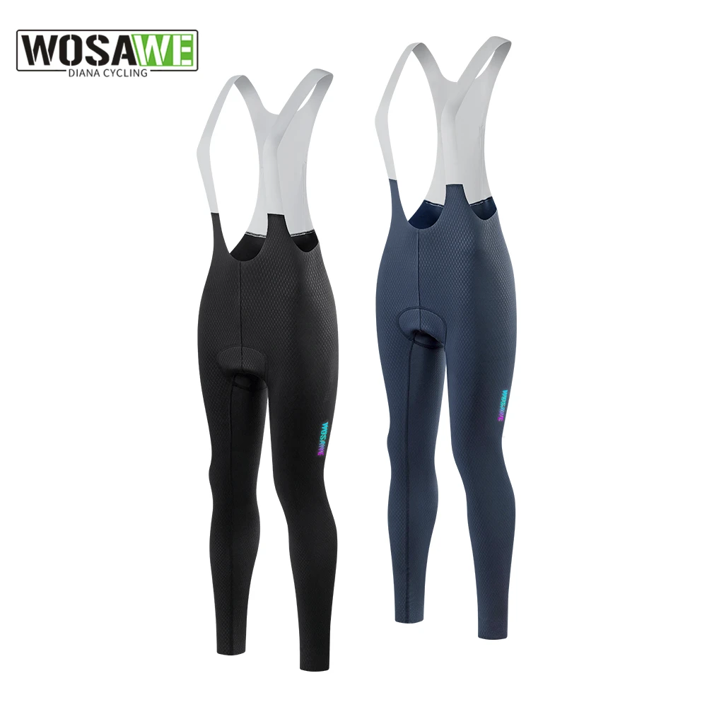 WOSAWE Women Bicycle Pants Reflective Logo High Elasticity Cycling Bib Pants Spring Summer Seamless Bike Riding Cycling Pants