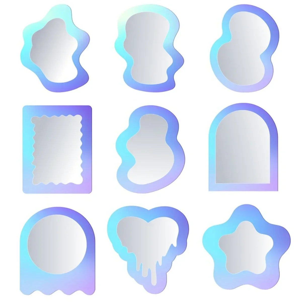 مرآة خزانة مغناطيسية للحمام المدرسي وخزانة الثلاجة ومرايا تزيين بنمط هندسي إبداعي #3