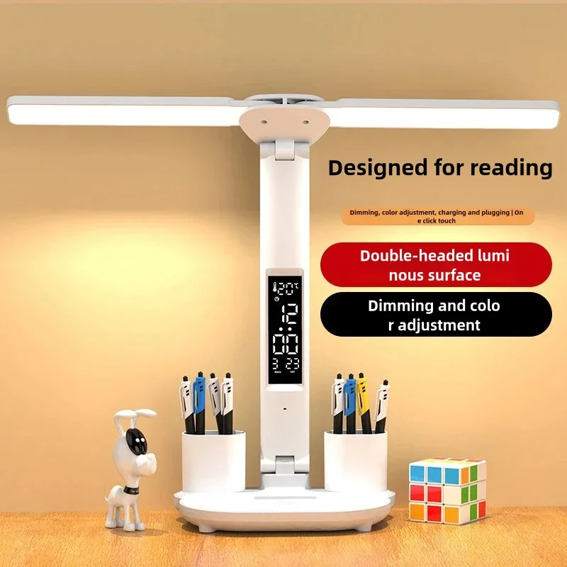 Learning Specific Desk Lamp College Dormitory Eye Protection Plug-In Bedside Lamp Desk Reading Multifunctional Pen Holder Lamp