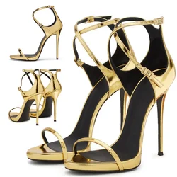 【Measure your feet length before order】Women Stiletto High Heel Ankle Cross Strap Sandal Sexy Open Toe Evening Party Shoe C-SL-4