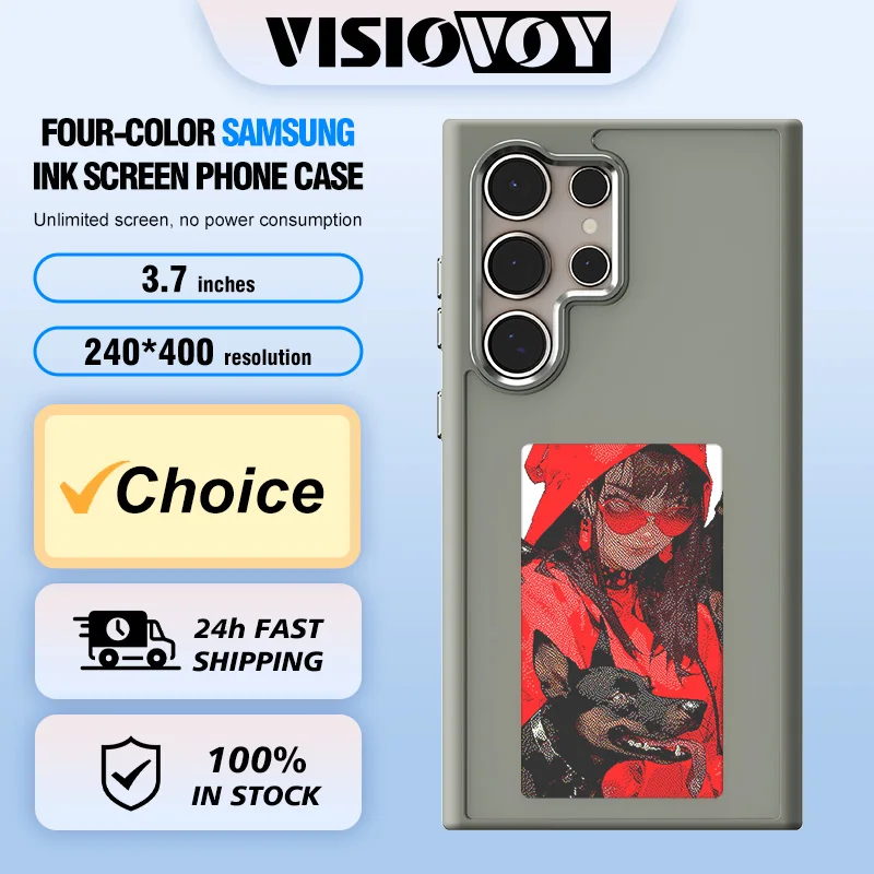 Smart NFC Phone Case for Samsung Galaxy S24, S23 Ultra, DIY, 4 Color, E Ink Screen, Couples Photo, Anime Characters