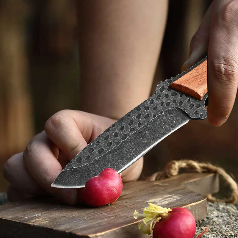 Utility Knife Stainless Steel Kitchen Knife Cleaver Meat Fish Fruit Steak Knife Wood Handle Boning Butcher Chef Cooking Knives