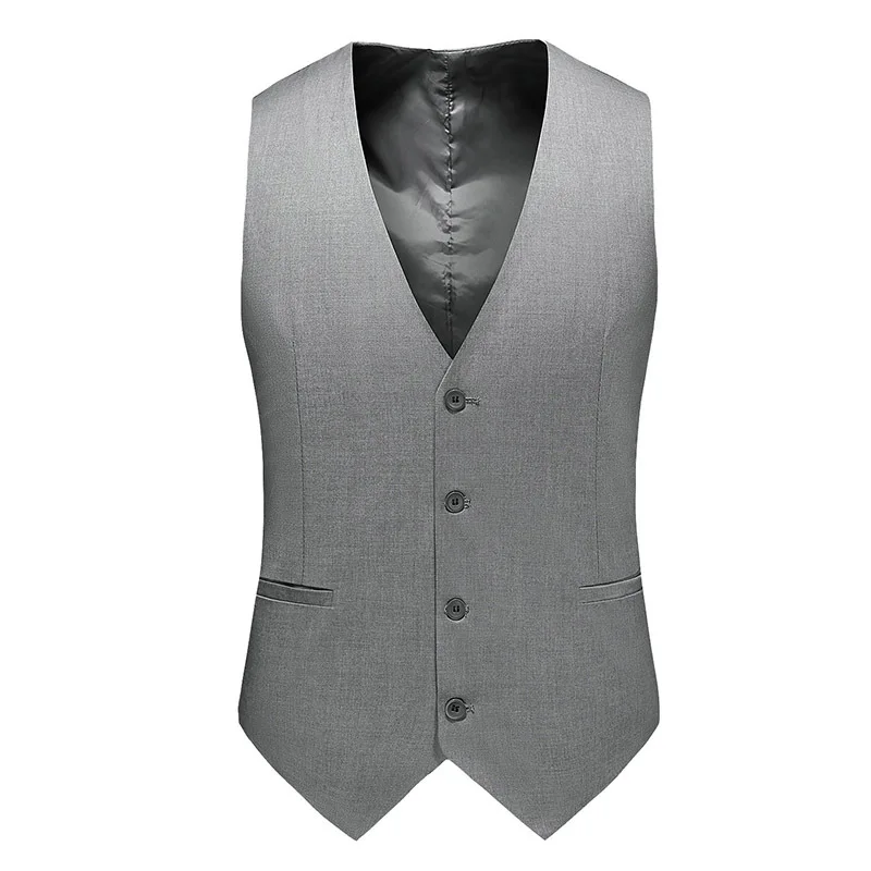 KIDWHXR Man Vest New V-neck Simple Solid Color Slim Male Waistcoat Single-breasted Breathable Casual Versatile Men Suit Vest