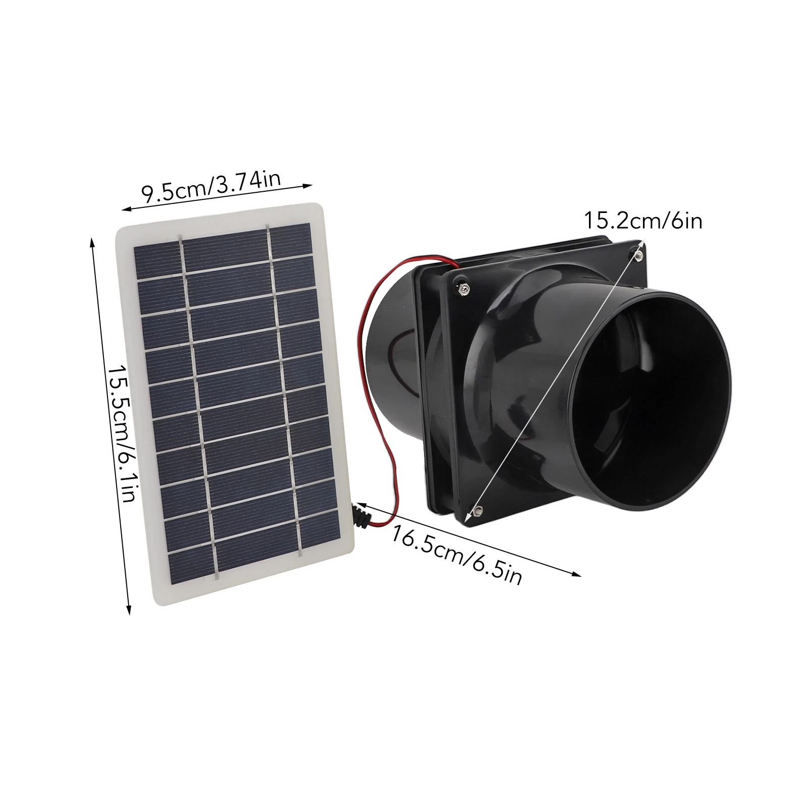 Solar Powered Exhaust Fan Kit, Solar Panel for Round Pipe Ventilation with Efficient Cooling Wind Circulation for Attics