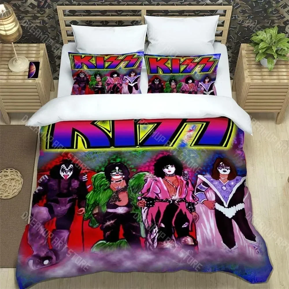 

Комплект постельного белья KISS Rock Band с 3D принтом, одинарный двойной полный размер Queen King Size, комплект музыкальной постельного белья KISS, комплекты постельного белья для детской спальни