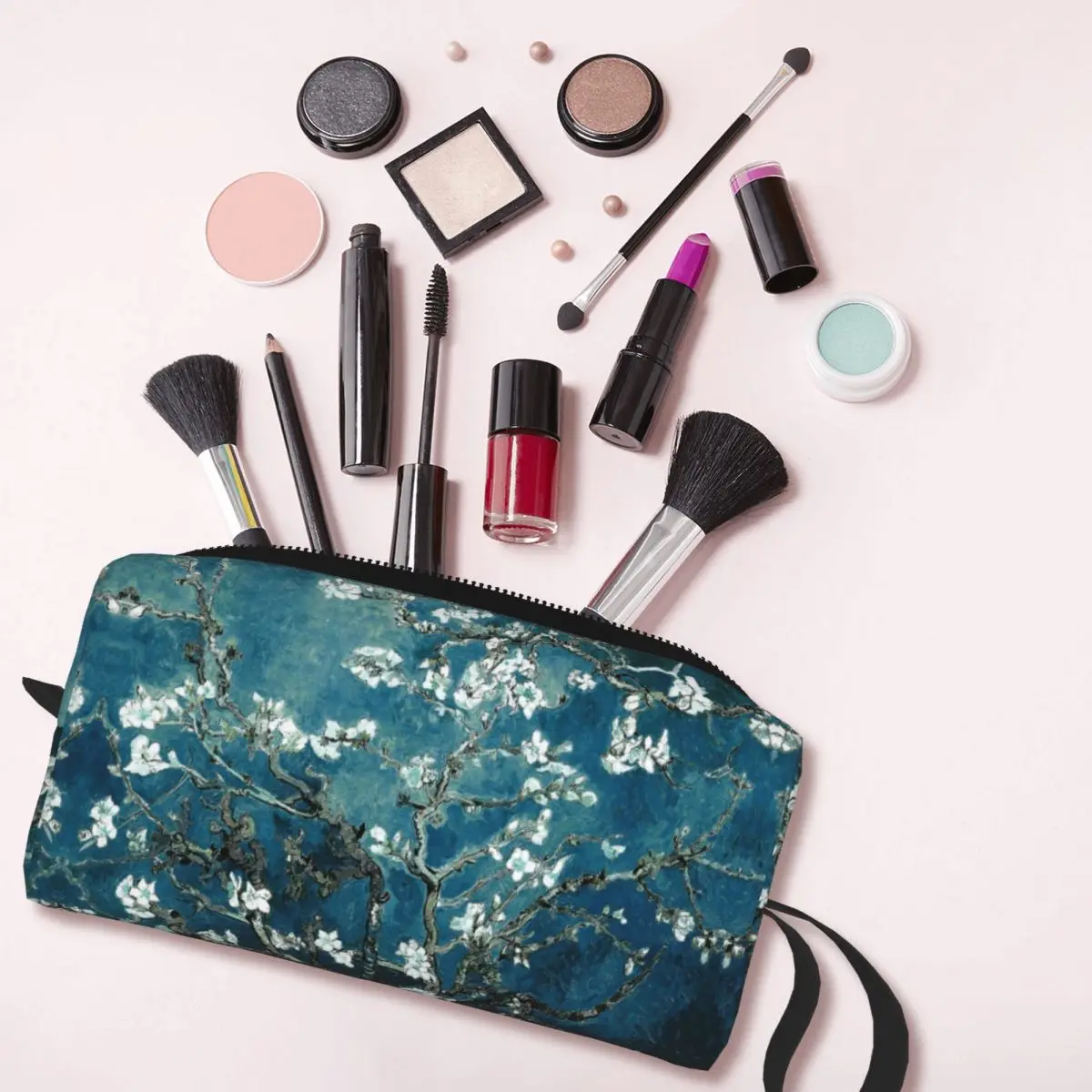 Custom Van Gogh Almond Blossoms Toiletry Bag Women Flowers Painting Makeup Cosmetic Organizer Lady Beauty Storage Dopp Kit Box