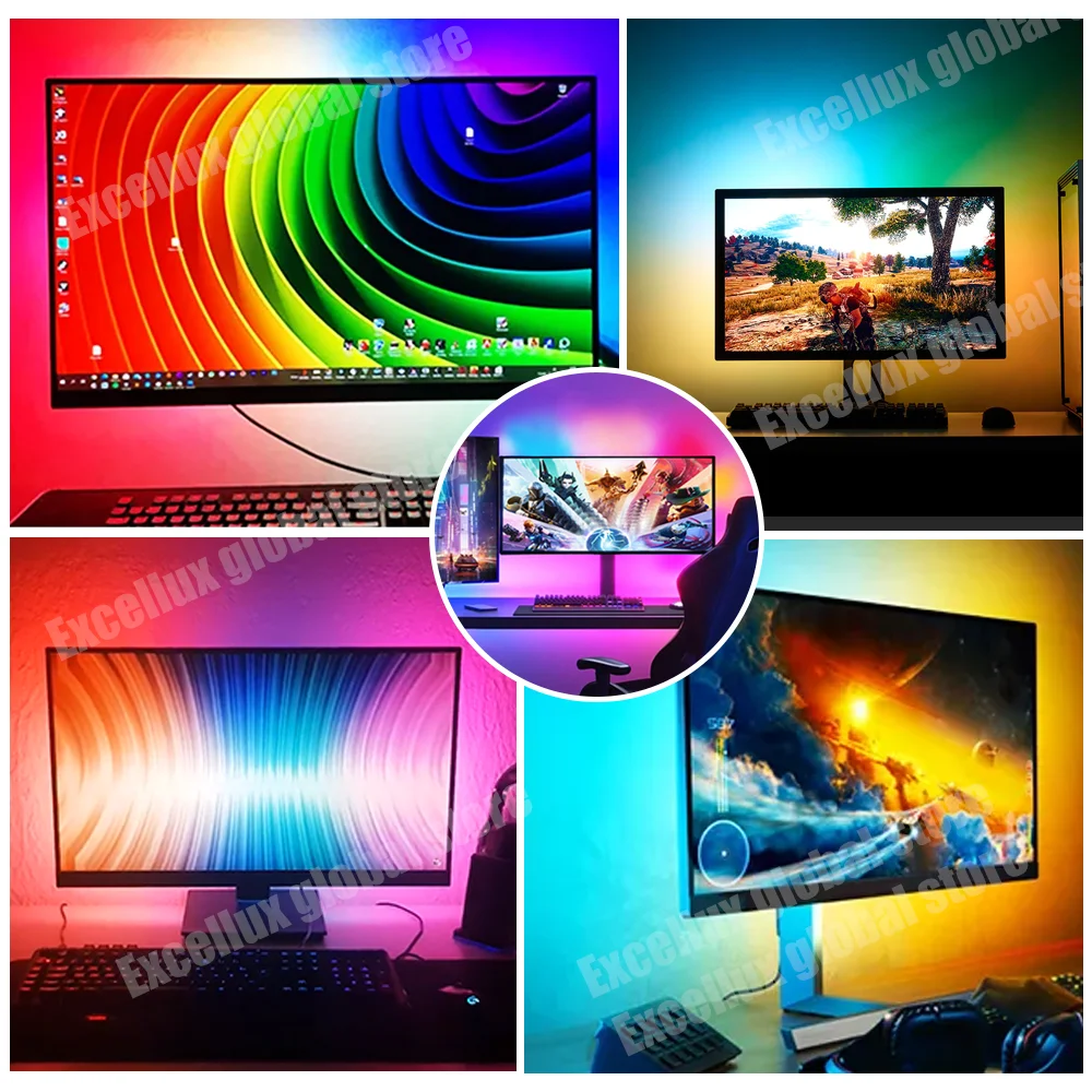 Dynamiczny ekran podświetlenia monitora taśma LED USB WS2812B 5050 taśma RGB PC gamingowe oświetlenie tła LED dla komputera z systemem Windows