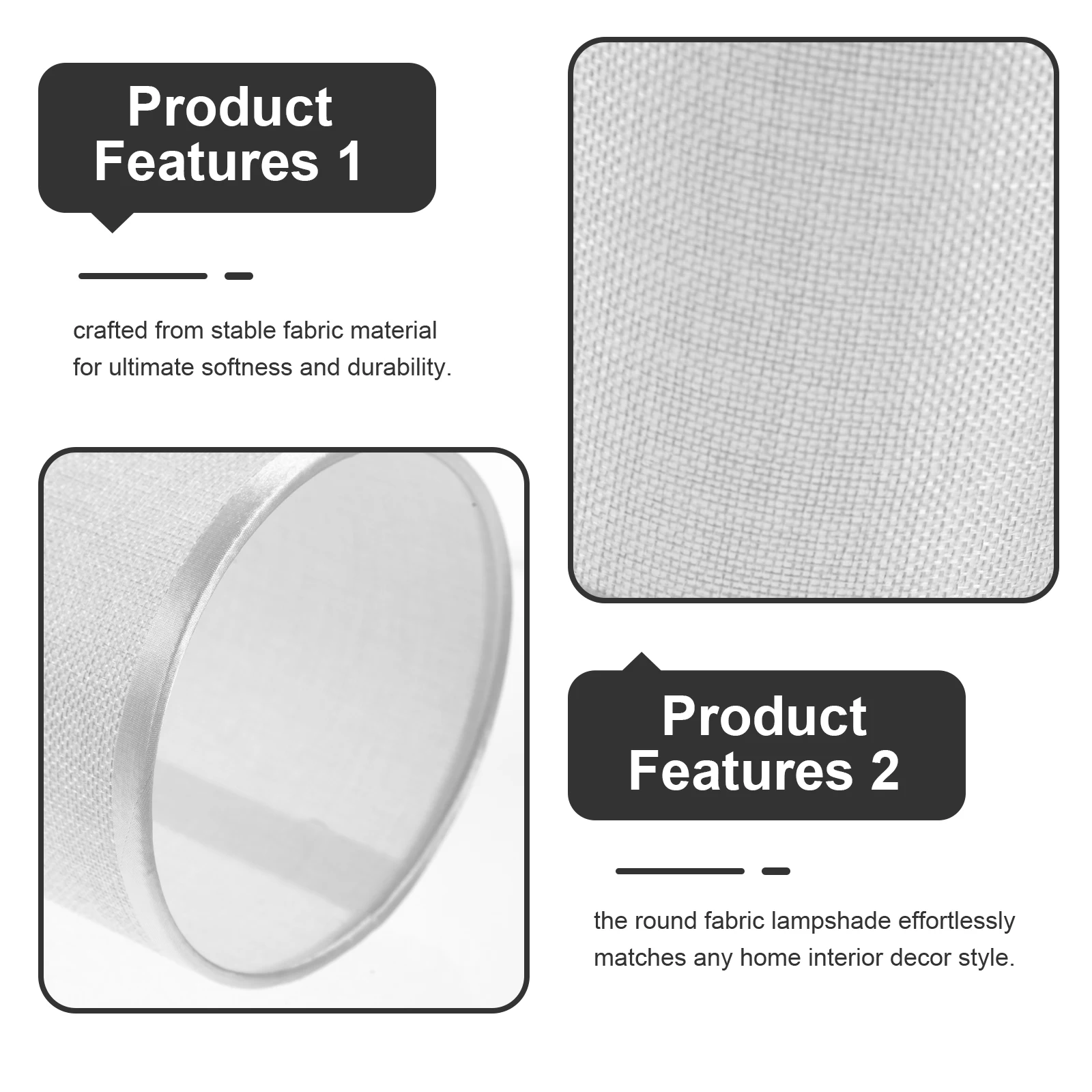 

Round Fabric Lampshade E27 Silver Gray Stable Material Desk Light Shade Table Lamp Cover Bedroom Living Room Study Room Lighting