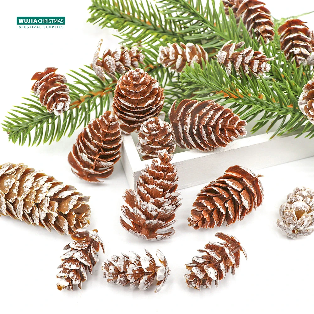 24 Stücke Weihnachten Gefälschte Tannenzapfen Weihnachtsbaum Hängende Ornament Blumen Kränze Anhänger für Festival Hochzeit Party Geschenk Navidad Natal – Detail 5