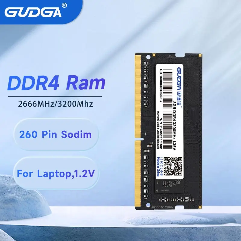 

GUDGA Memoria Ram DDR4 4GB 8GB 16GB 32GB Laptop Ram 2666mhz 1.2V 3200Mhz 204pin Fully Compatible For Laptop AMD Intel