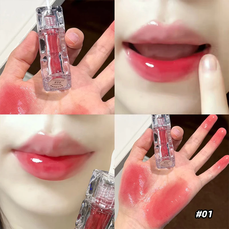 NICEKEY Watery Mirror Lip Gloss Moisturizing Easy Wearing Water Glass Lip Glaze Hydrating Crystal Jelly Lip Tint Cosmetics