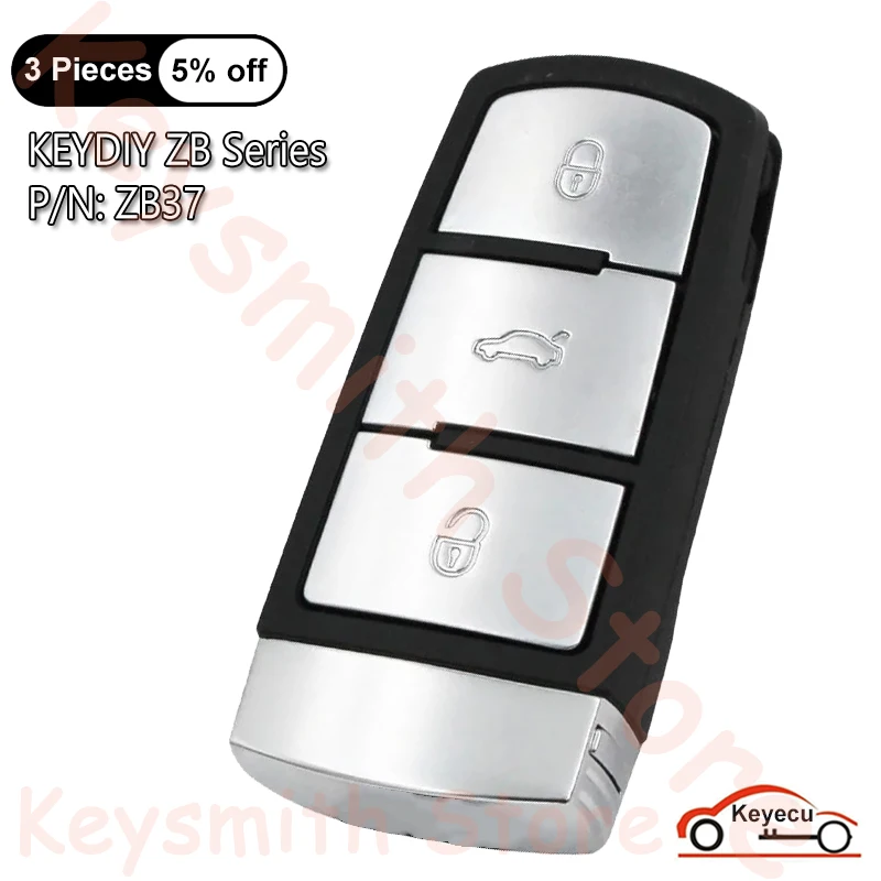 

KEYECU 3-кнопочный для VW Volkswagen Style KEYDIY KD ZB Series ZB37 Универсальный умный дистанционный ключ для KD-X2 KD-MAX Key Programmer