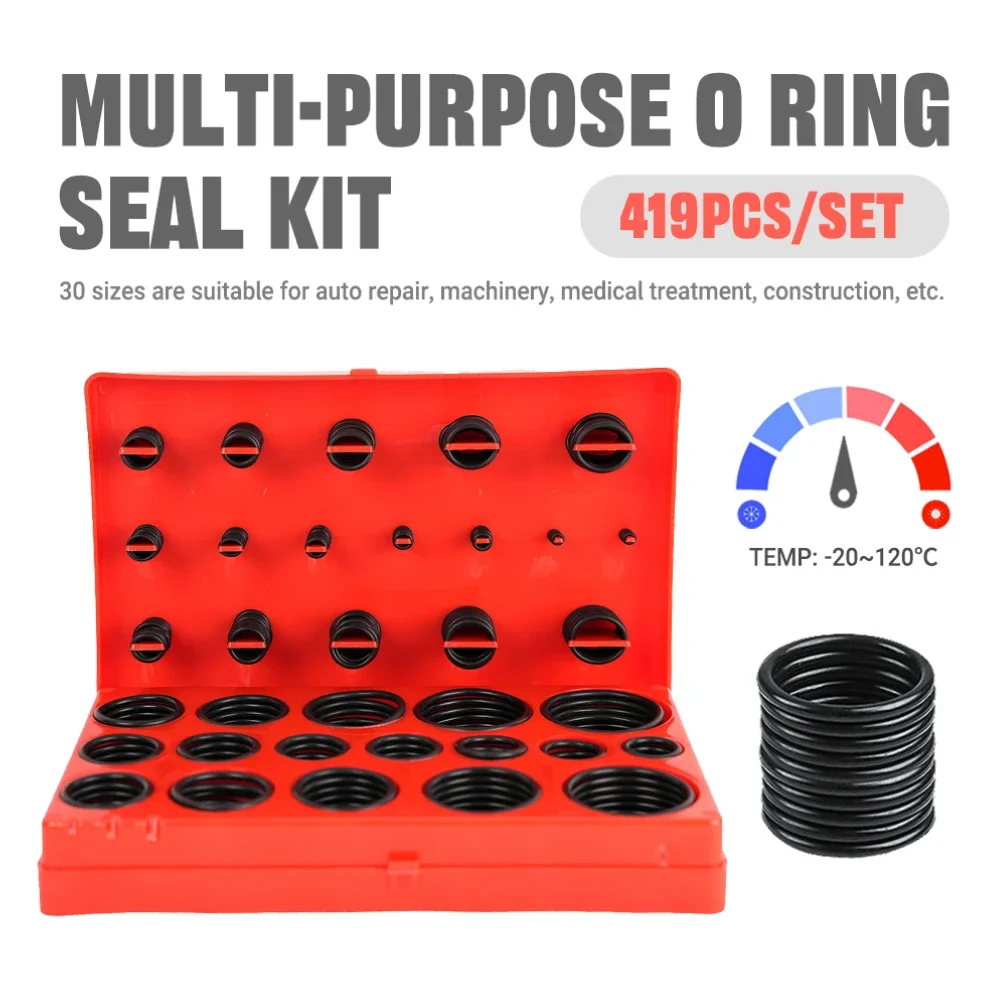 NBR-O-Ring, ölbeständige Dichtungen, hochwertiges Kit, 419 Stück, 32 Größen, für die Reparatur von Automobilmaschinen, medizinische Bauindustrie