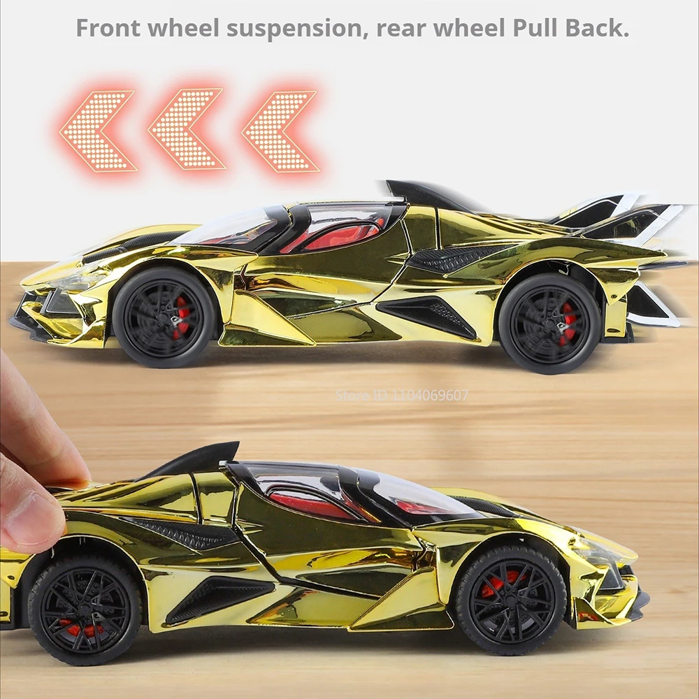 1:24 Apollo EVO Senna Model Speelgoed Spray Supercars Legering Diecast Geluid Licht Schokabsorptie Deuren Geopend Populaire Cadeaus voor Kinderen