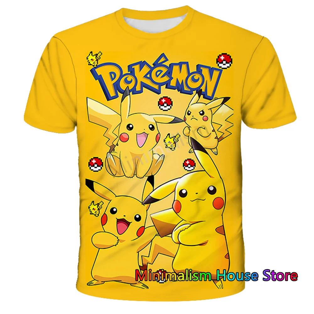 3D Pikachu T Shirt For Men Cartoon Boys Girls O-neck Anime Tee Short Sleeve Children Clothing Casual Oversized Kids/Adult Tops