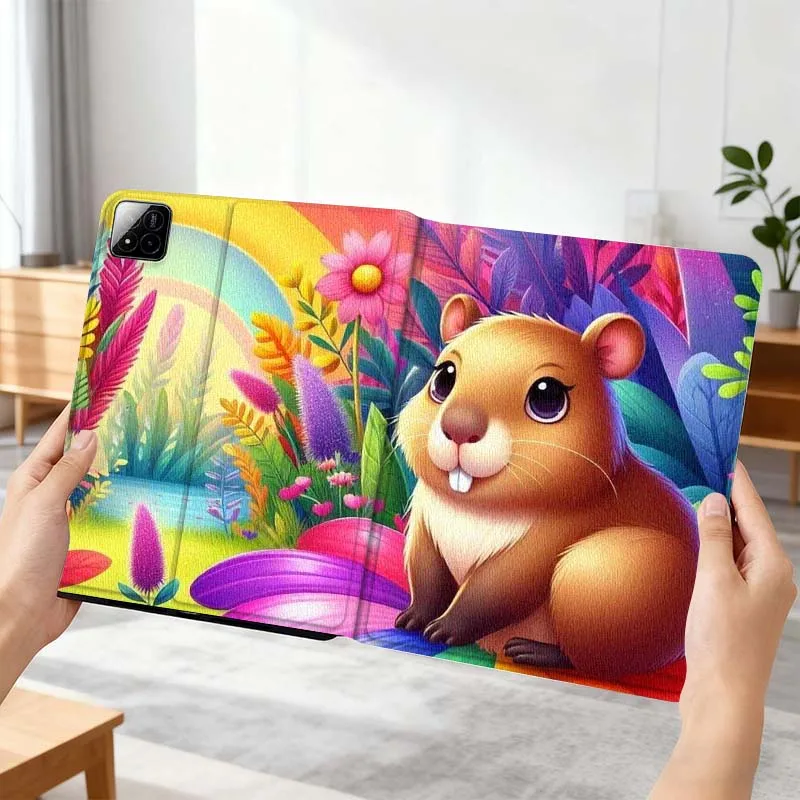 

Милый коричневый хомяк — красочный подарок для Xiaomi Mi Pad Mini 4 5 6 7 SE Pro Plus, Redmi Pad 2 SE 2025, 8.8, 11 — складной чехол для планшета