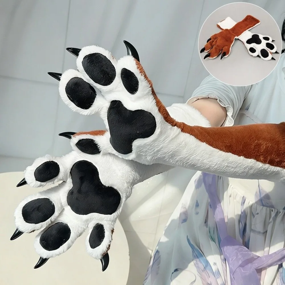 Novelty Thicken Beast Claw Glove Furry Warm Cosplay Costume Gloves Cosplay Props Long Cat Claw Mittens Cosplay Costume