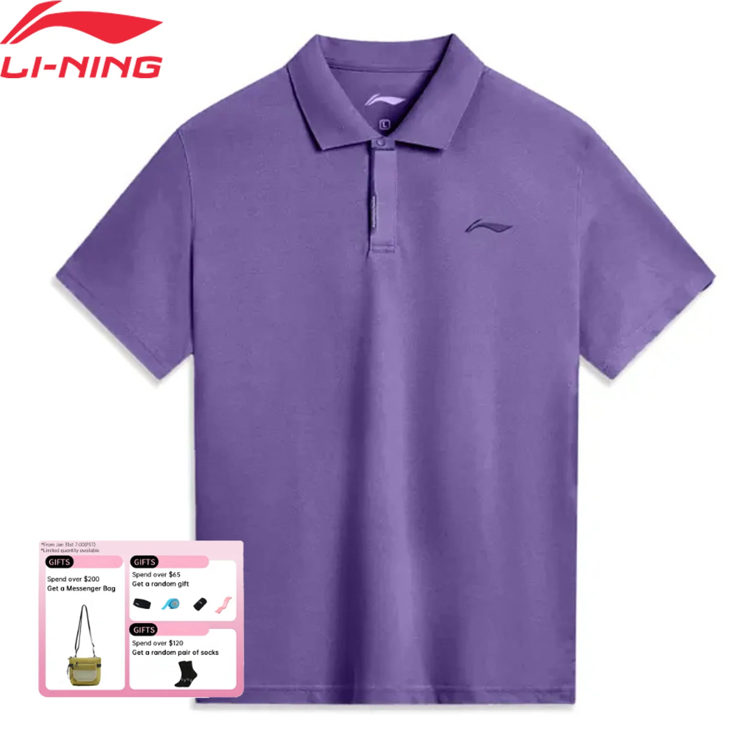 

Li-Ning Men's Training POLO Shirts AT DRY FREEZE 100%Cotton Loose Fit Breathable Comfortable LiNing Sports T-shirts APLV537