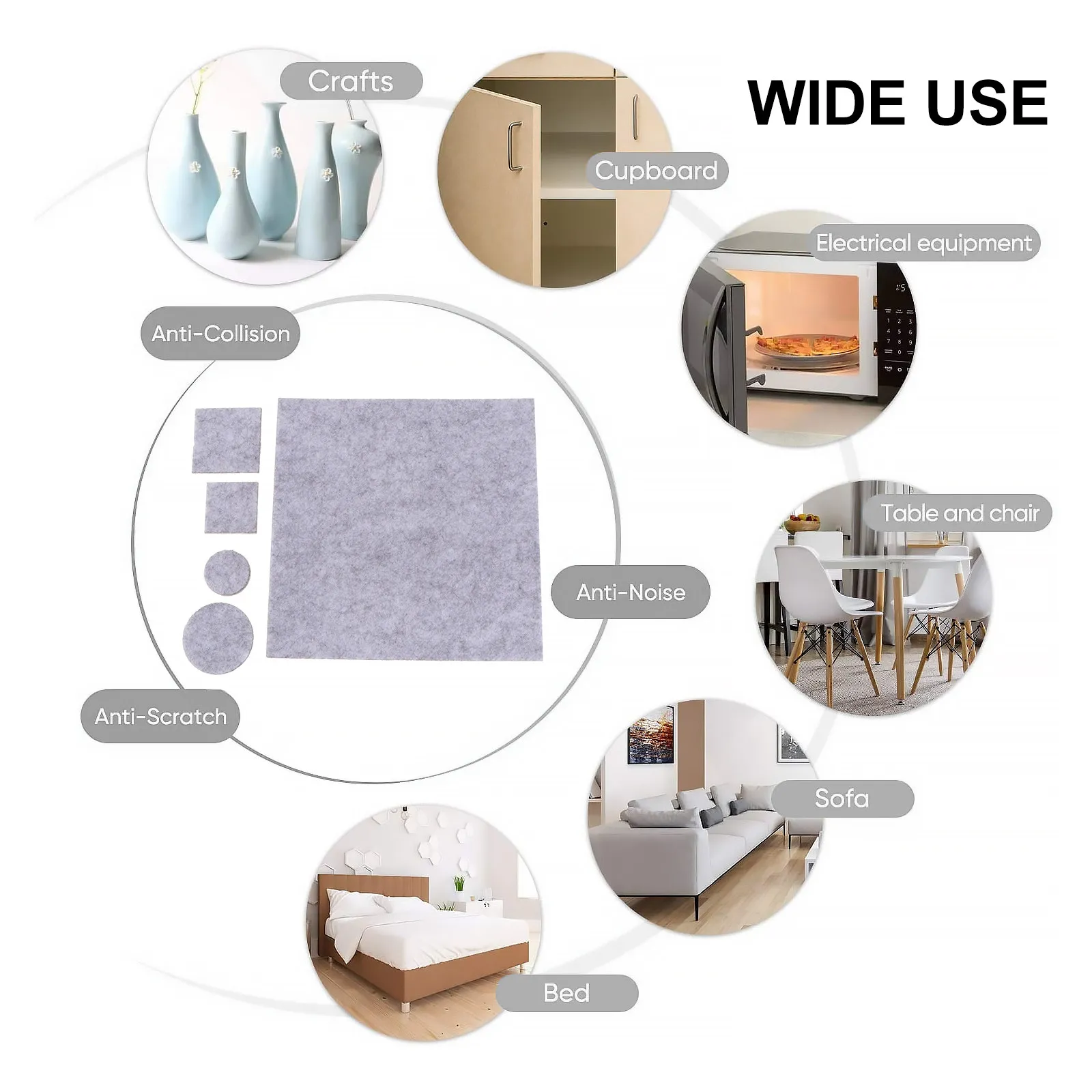 

130 шт. войлочные накладки для мебели, утолщенные, мягкие, для ножек стульев и столов, противоскользящие, защита пола, легко наносятся