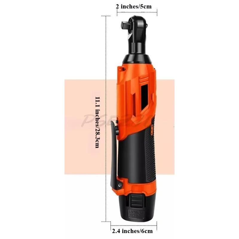 12V Electric Ratchet Wrench 90 Degree Right Angle Rechargeable 3/8 Clamp Head Auto Repair Tool Electric Wrench