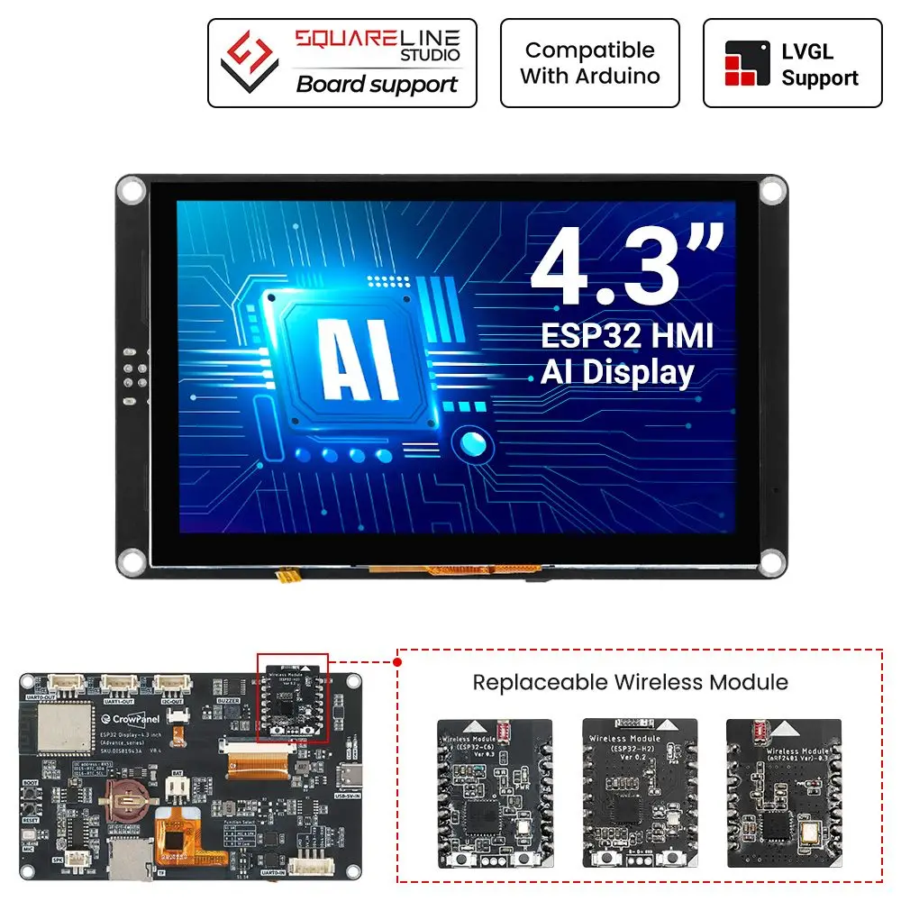 CrowPanel Advance -4.3 inch ESP32 HMI Display IPS Smart AI Touch Screen 800x480 Support Arduino/LVGL/Micropython