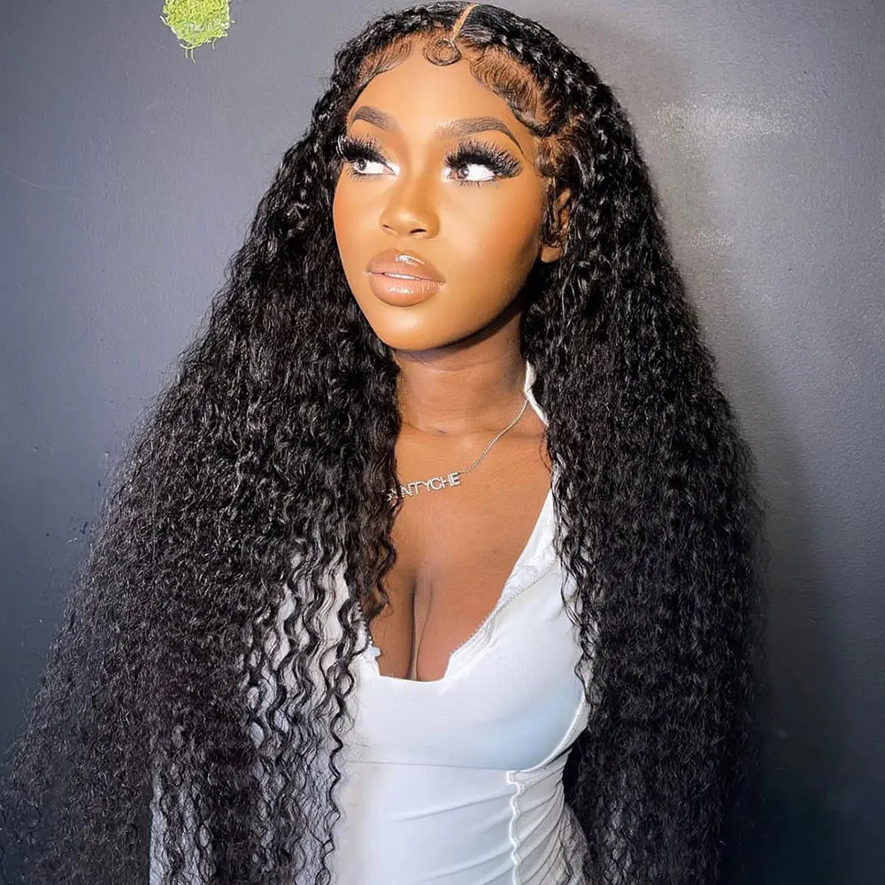 باروكة من شعر طبيعي دانتيل شفاف عميق 30 بوصة خصلات الشعر المستعار الإنسان الأمامي للنساء شعر مستعار برازيلي مجعد ريمي شعر بشري مجعد