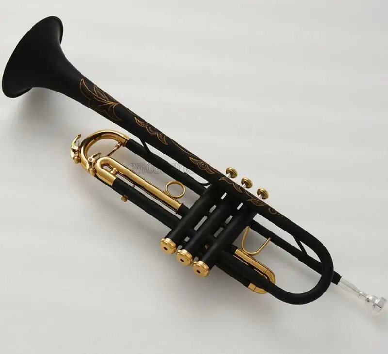 Hot sale Matt Black Gold Trumpet Monel Valves High-grade hand engraving 2 mouth