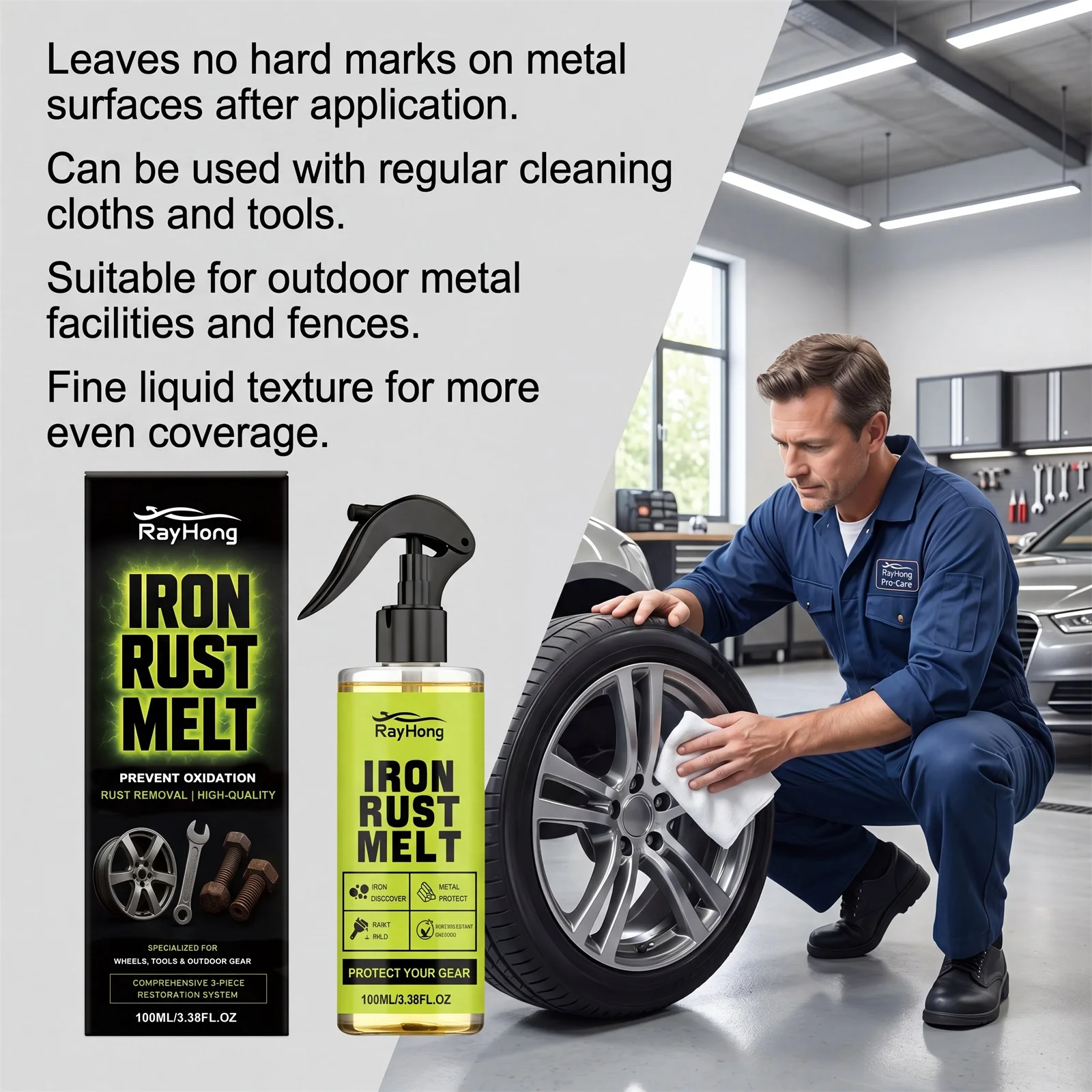 Rust Removal Spray Powerful Fast‑Acting Metal Rust Remover Wheel Auto Surface Oxidation Eliminator Car Clean Maintenance Spray
