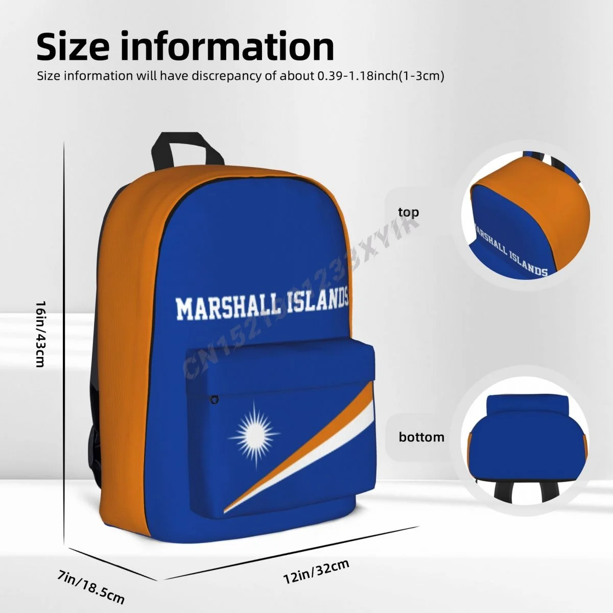 Zaino Unisex isole Marshall Flag Stitch zainetto Messenger Bag Case borsa da viaggio per Laptop Mochila Gift