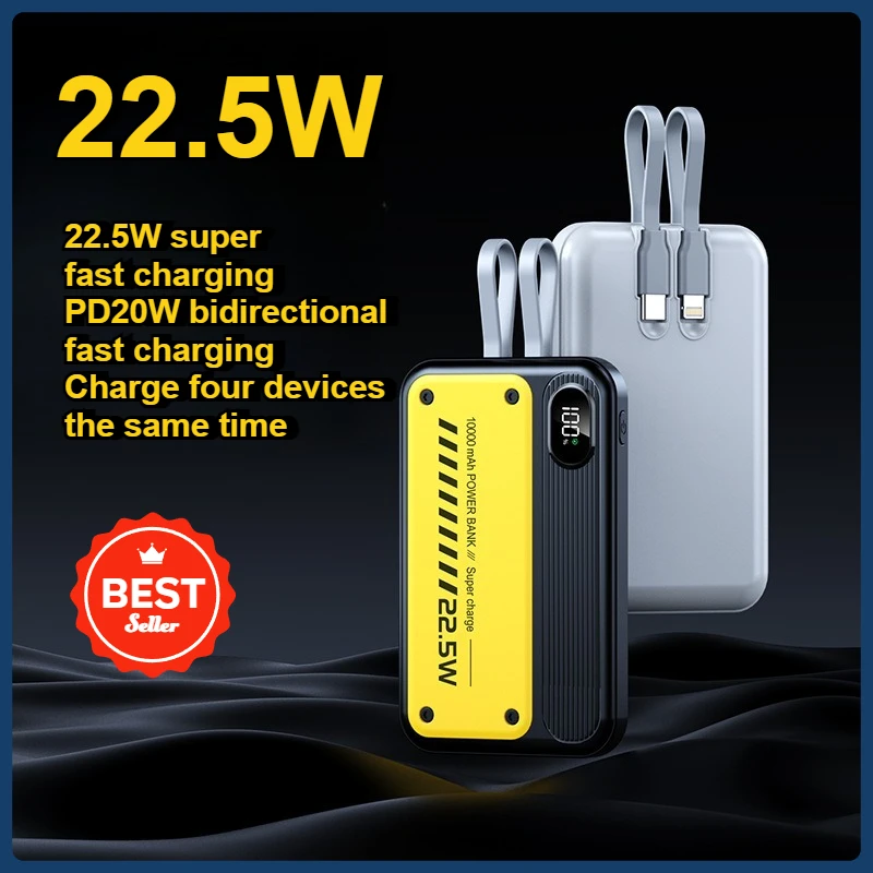 

Power Bank Portable 22.5W Fast Charging 10000mAh PD22W Built-in Cable Portable Mobile Power