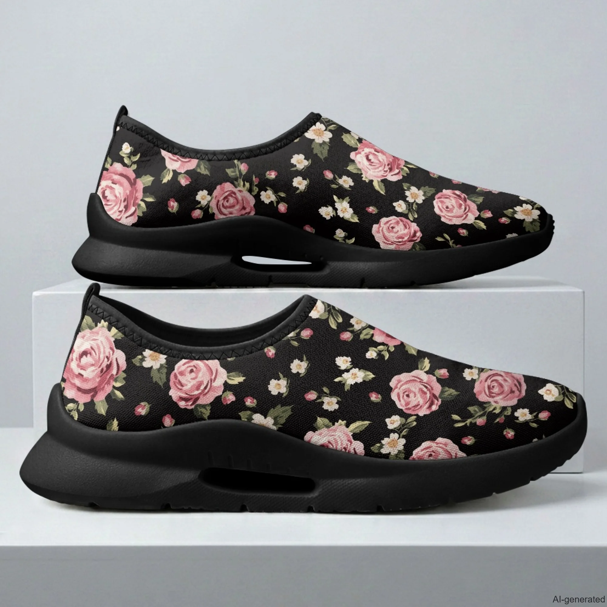 XIXIRIMIDO Mens Casual Shoes Slip On Walking Sneakers Women Gym Workout Shoes Floral Print Breathable Mesh Shoes 35-48