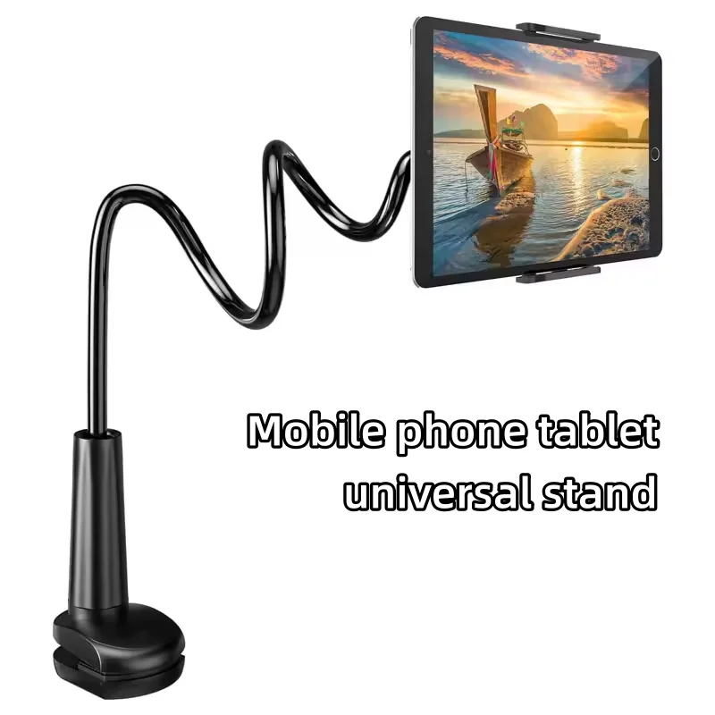 Universal 360-Degree Rotating Tablet Phone Holder with Adjustable Spiral Base, Flexible Stand for Desktop and Bed Use