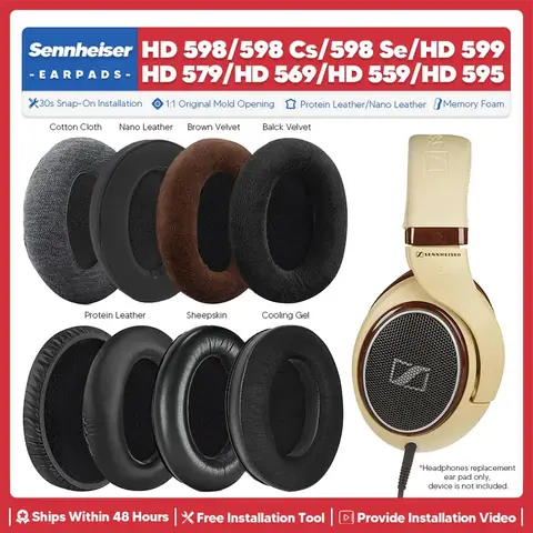 Replacement ear pads for sennheise HD 598 se CS HD 599 579 HD 569 hd559 595 headphone accessories earpads earmuffs