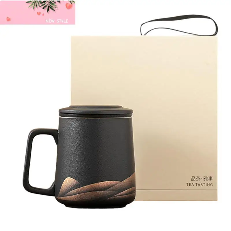 

Tea Cup With Infuser And Lid 360ml Matte Ceramic Tea Infuser Tumbler Vintage Hot Coffee Cup Aesthetic Filter Tea Kettle For