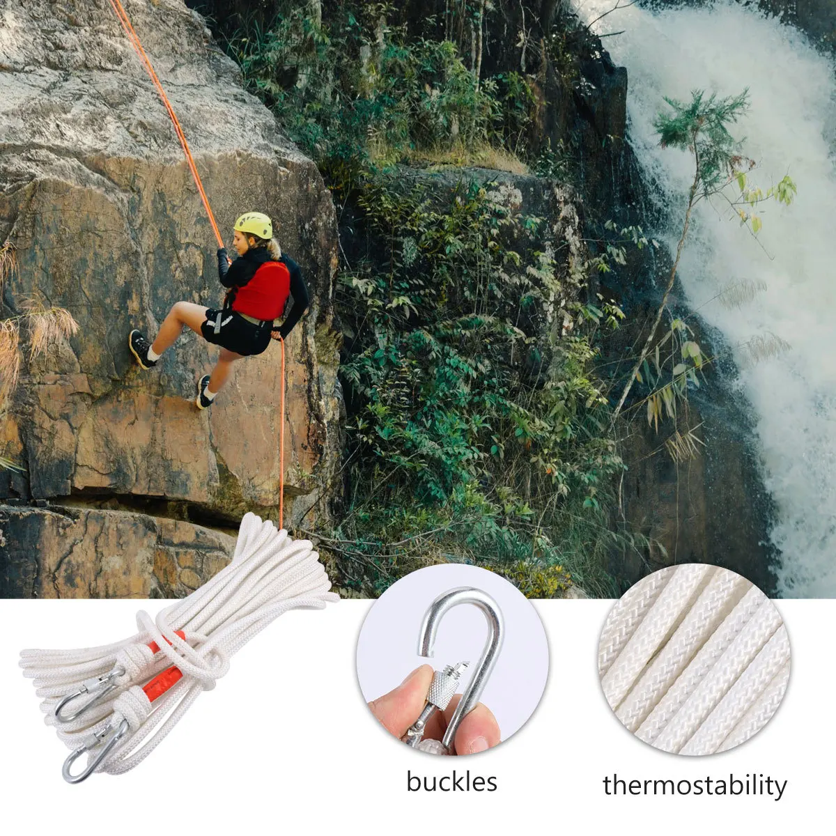 حبل أمان للتسلق في الهواء الطلق، حبل مظلة ثابت، معدات إنقاذ عالية القوة، سلك إنقاذ في حالات الطوارئ #2