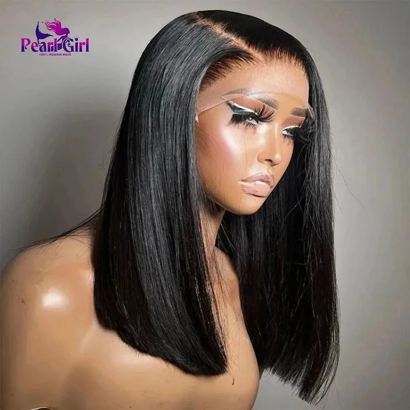 Bone Straight Short Bob Wig 13x4 Brazilian Remy Transparent Lace Front Human Hair 4x4 Closure Lace Wigs 200% Remy Women 14 Inch