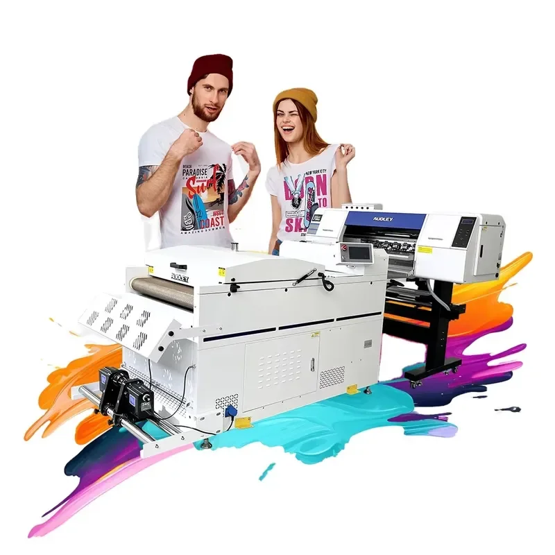 Audley New Model 60cm 2 Eps I3200 DTF Printer 60cm A3 PET Film Printer T-shirt DTF Printing Machine with Shaking Powder