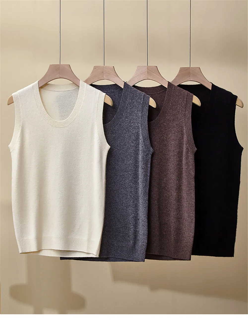 

25 Autumn/Winter New Cashmere Round Neck Versatile Temperament Chain Women's Sleeveless Vest Top